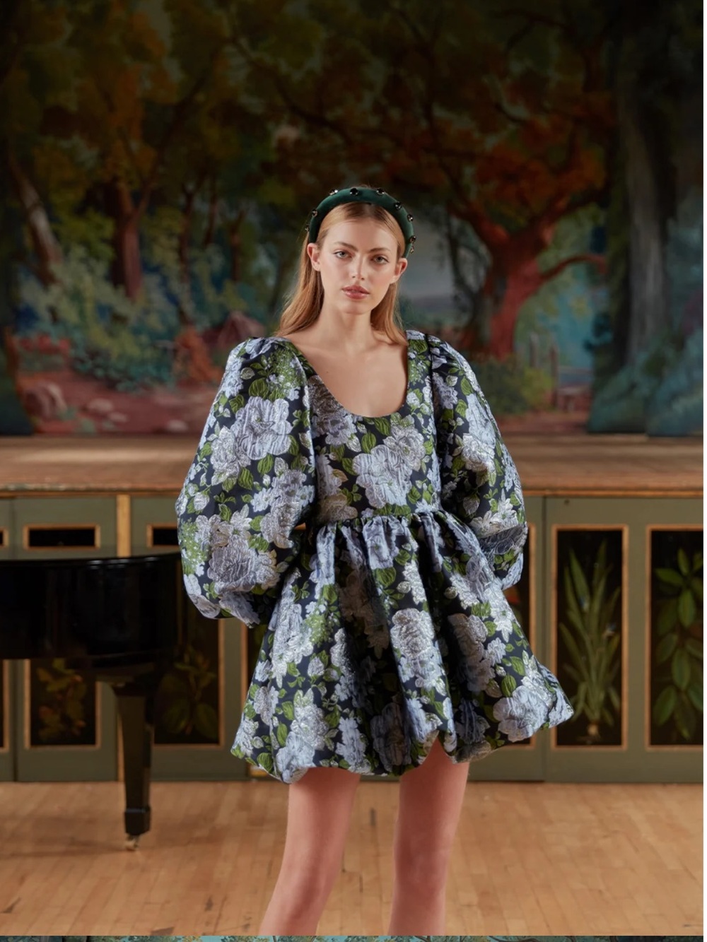 Sister Jane Floral Jacquard Puff Sleeve Mini Dress | Romantic Cottagecore Luxe